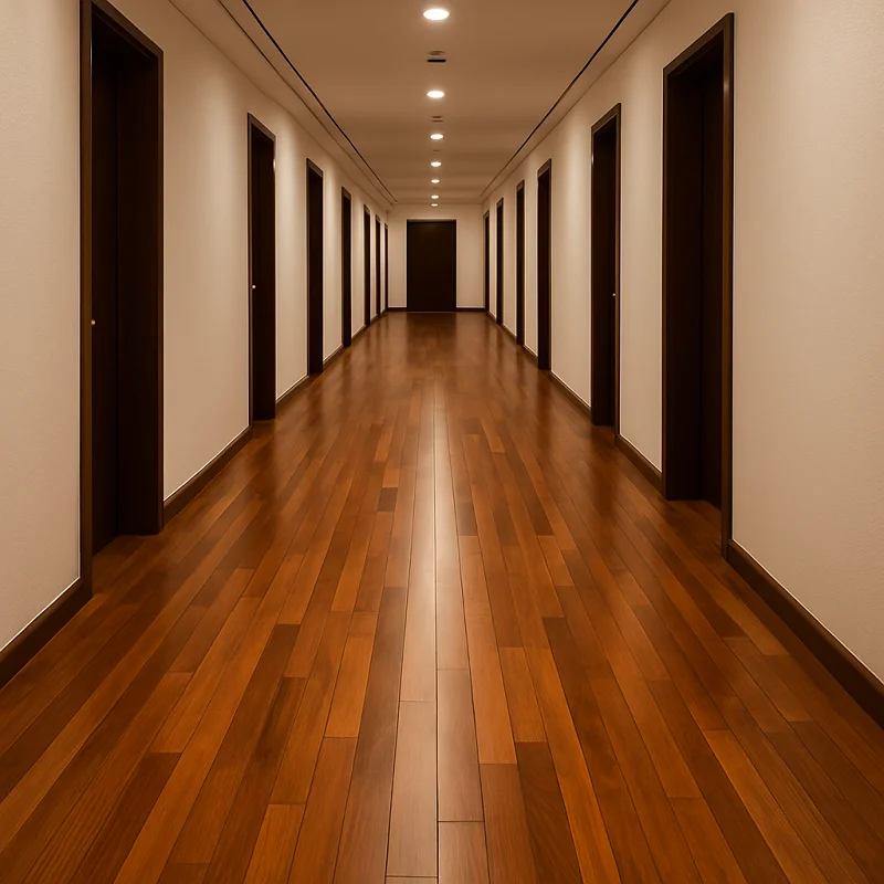 Teak Wood Flooring in Hallways