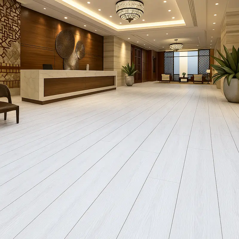 White Wood Flooring in Hotel