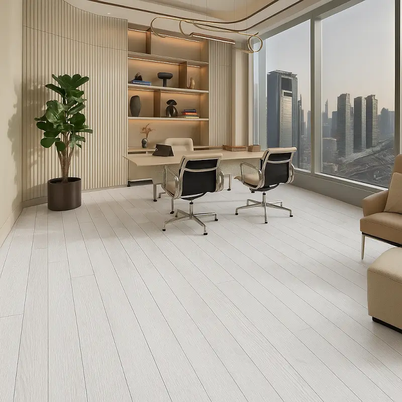White Wood Flooring in Office