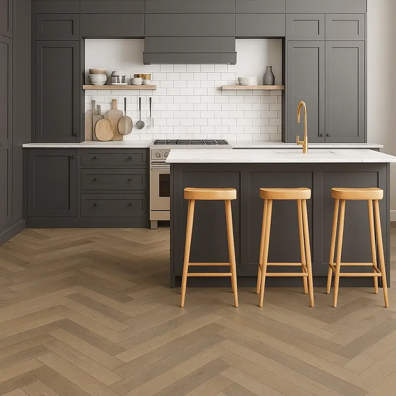 Chevron Flooring in Kitchens
