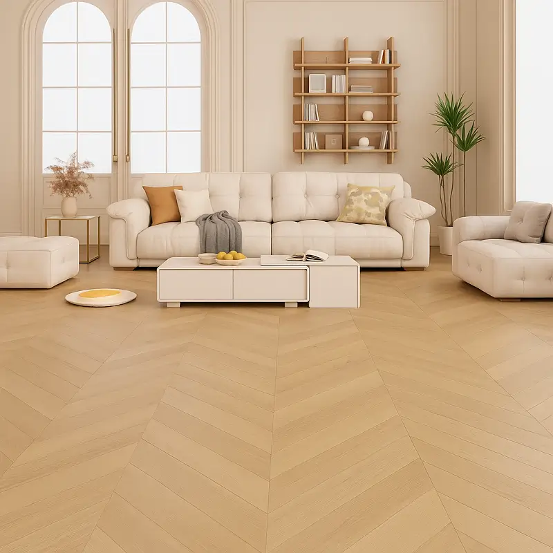 Chevron Flooring in Living Room
